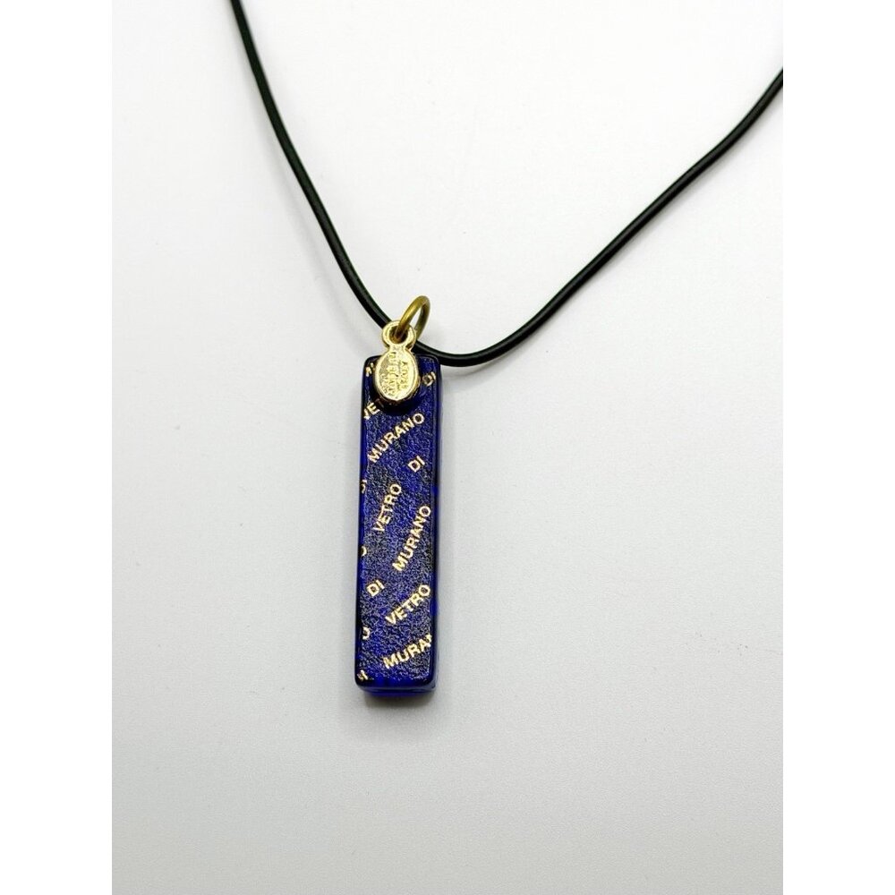 Made In Italy Murano‎ Art Glass Pendant Necklace With Leather Cord Chain - Picture 4 of 5
